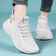 thumbnail image 2 of Womens Sneakers Breathable Knitted Slip on Soft Sole Tennis Shoes Comfortable Lace up Antislip Solid Color Sneakers White Size 8, 2 of 7