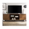 thumbnail image 2 of Saxon Mid Century Modern 2 Door Glass Shelf TV Stand for TVs up to 80 Inches, 70 Inch, Dark Walnut, 2 of 5