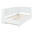 thumbnail image 5 of Harper & Bright Designs Twin Size DayBed with Trundle, Wooden Platform Bed with Storage Shelf and USB Charging Ports, Low Floor Bed for Boys Girls Adult Bedroom, White, 5 of 13