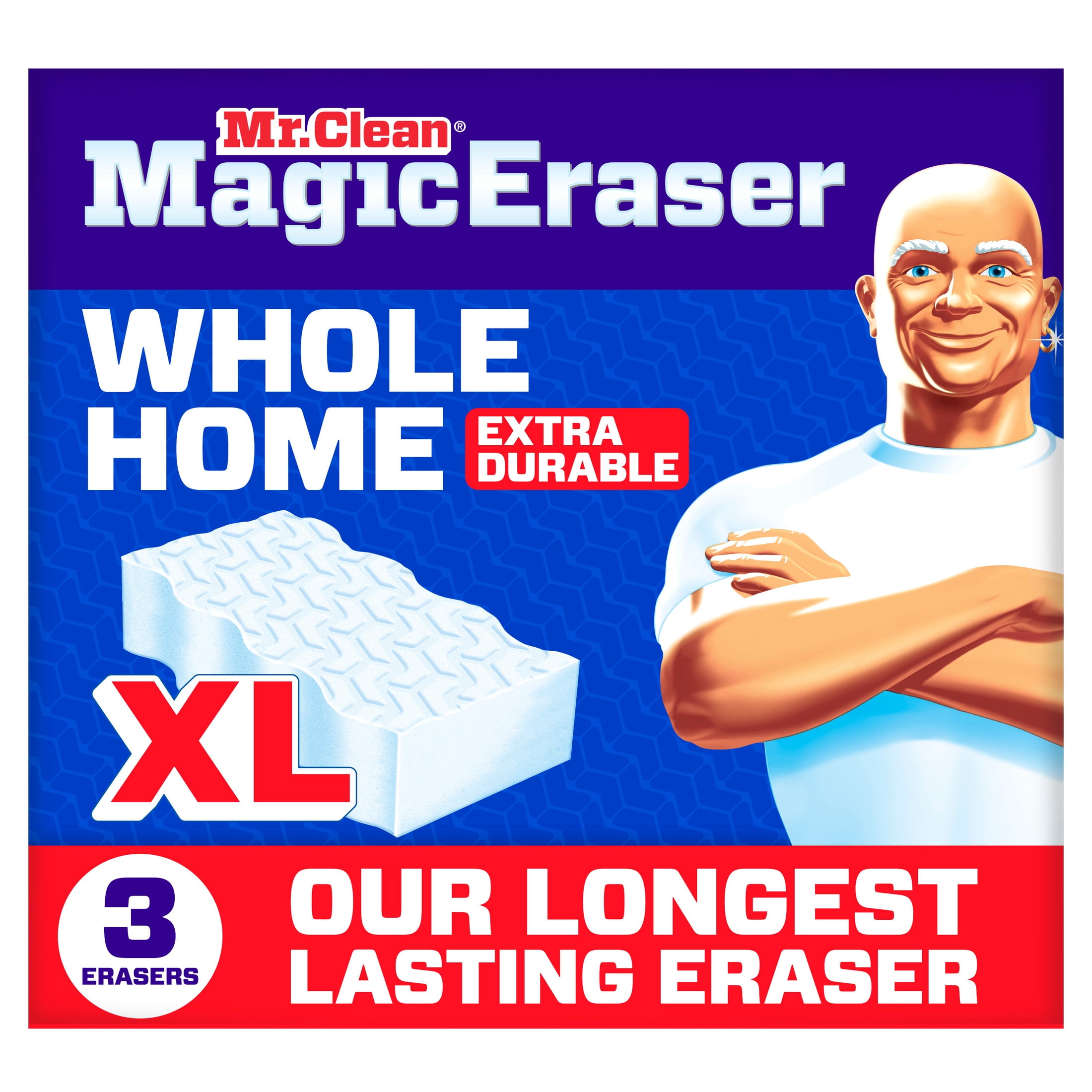 (4 pack) Mr. Clean Magic Eraser Sponge, Whole Home Extra Durable XL, 3ct