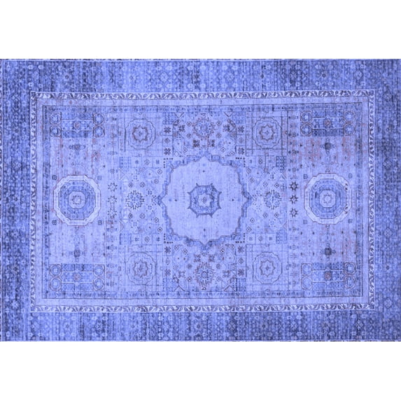 Ahgly Company Indoor Rectangle Abstract Blue Modern Area Rugs, 5' x 8'