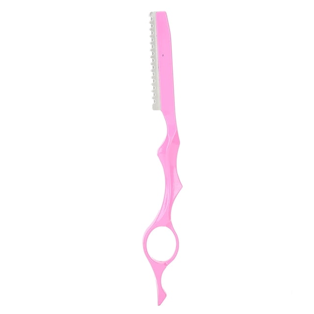 Cuchillo para adelgazar el cabello con flequillo de acero inoxidable, herramienta de peinado con cuchilla para recortar el cabello portátil, color rosa