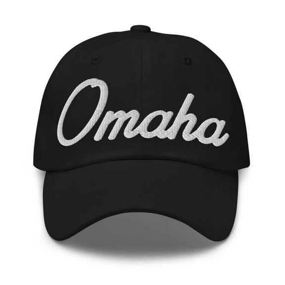 Omaha Baseball Cap Omaha Dad Hat Bold Script Alabama AL Hat Embroidered Souvenir Gift Black