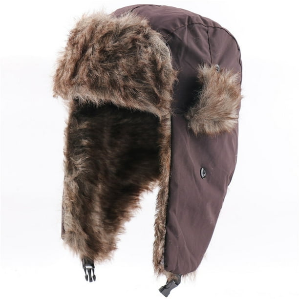 Chockeie Unisex Faux Fur Winer Trapper Bomber Hat for Men Women