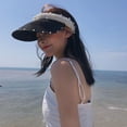 thumbnail image 5 of Sombrero de verano con protección solar, de 56 a 58 cm de circunferencia, con perla, vacío, para playa, para cubrirse la cara, sombrero de paja, protector solar, sombrero para el sol, 5 of 5