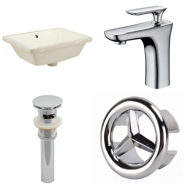 18.25-in. W CUPC Rectangle Bathroom Undermount Sink Set In Biscuit - Chrome Hardware - Overflow Drain Incl. AI-25944