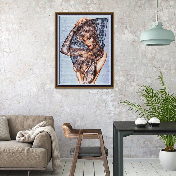 Cuadros Decorativos Carácter Ecológico Hilo de algodón Bordado Arte Lienzo Costura Decoración para el hogar JShteea Nuevos Originales