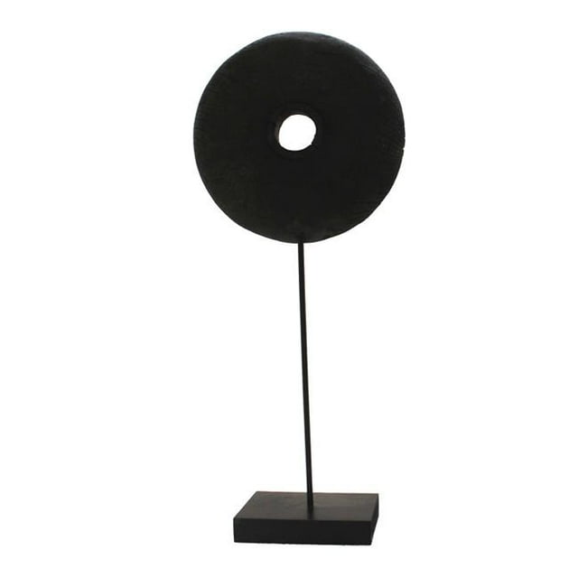 Benzara BM190573 Decorative Wooden Ring with Iron Base - Black - Large