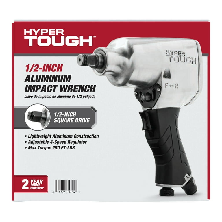 Hyper Tough Air Tool 1/2 Aluminum Impact Wrench,Adjustable 4 Speed  Regulator 