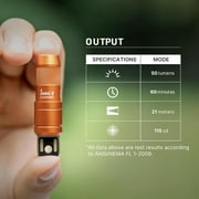 OLIGHT IMINI 2 EDC Rechargeable Flashlight 50 Lumens Compact and Portable Mini Light for Everyday Carry and Emergencies (Orange)