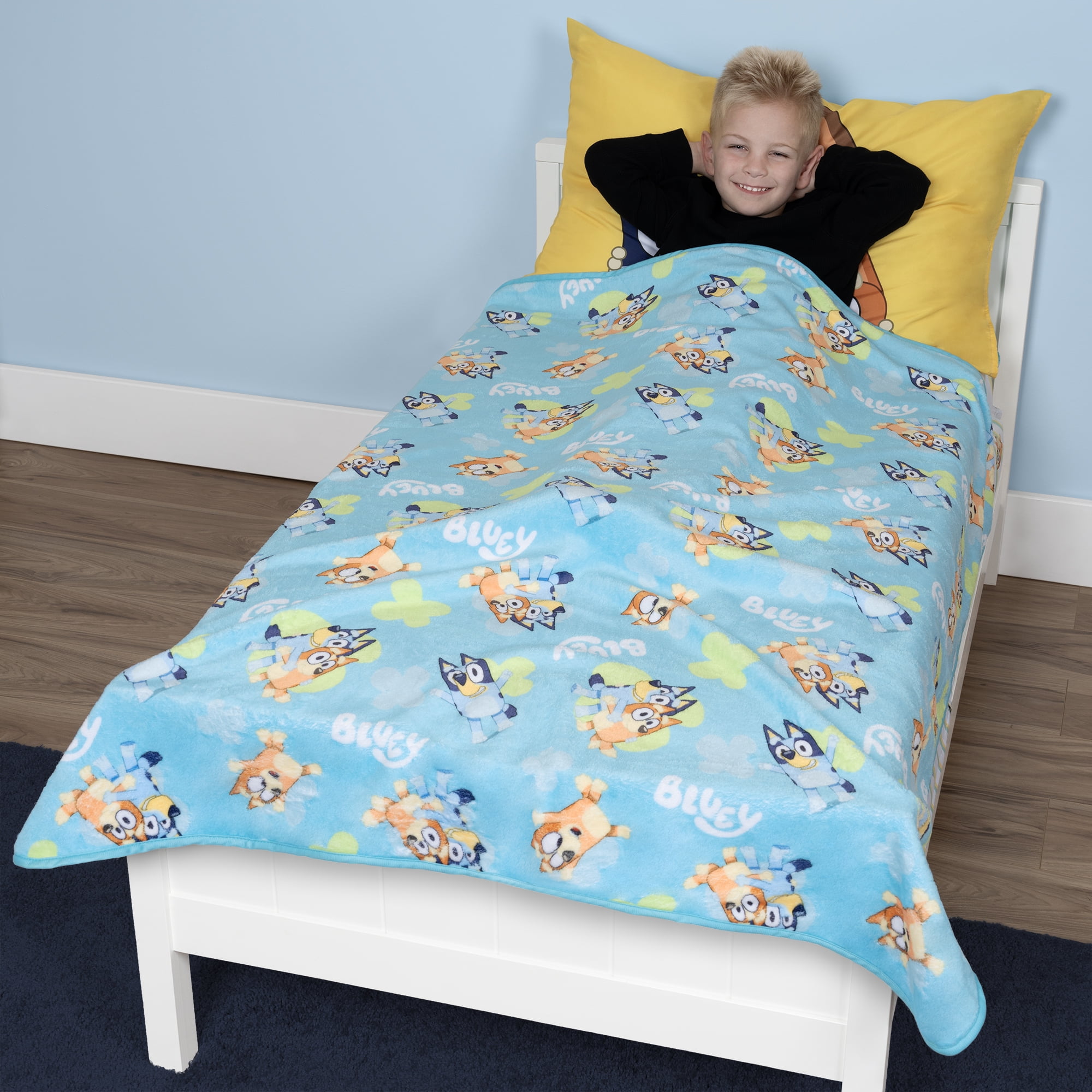 Bluey Plush Toddler Blanket Light Blue, 40" x 50", Boy or Girl