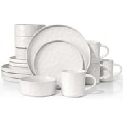 HaWare Dinnerware Sets, 16-Piece Stoneware Plates and Bowls Set, Elegant Ceramic Dish Set for 4, Chip and Scratch Resistant, Microwave and Dishwasher Safe, Speckled White