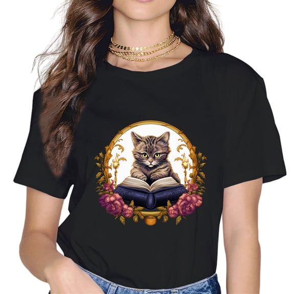 Books Cats Life Is Sweet Cute Cat Reading Book Women T-Shirt