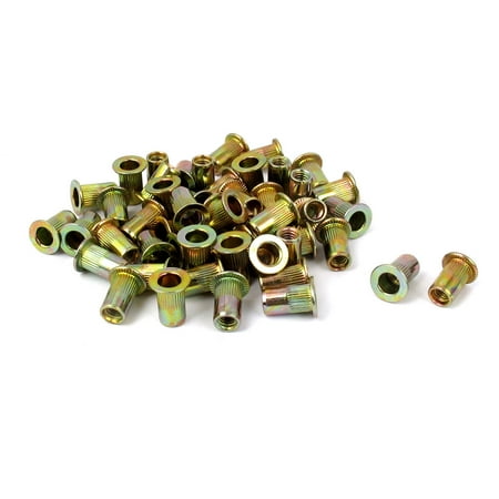 Nut Plate Jig Unique Bargains M4x11mm Zinc Plated Flat Head Blind Rivet Nuts Insert Nutserts 50pcs ()