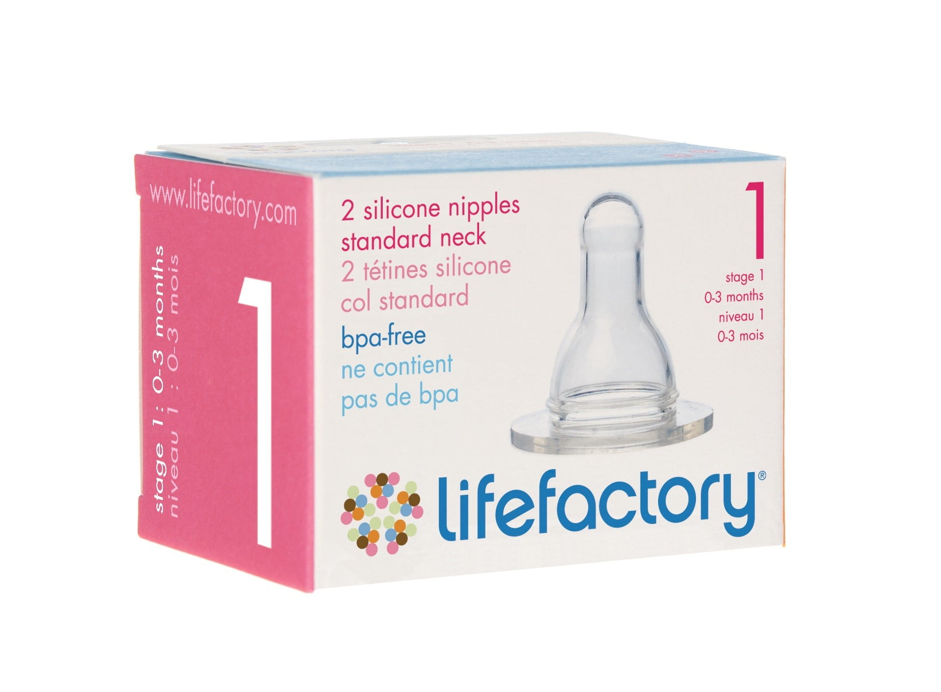 Lifefactory Medicalgrade Silicone Nipple, 03M, Stage 1, 2 Ct