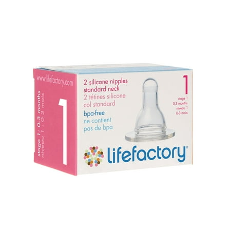 Lifefactory Medical-grade Silicone Nipple, 0-3M, Stage 1, 2
