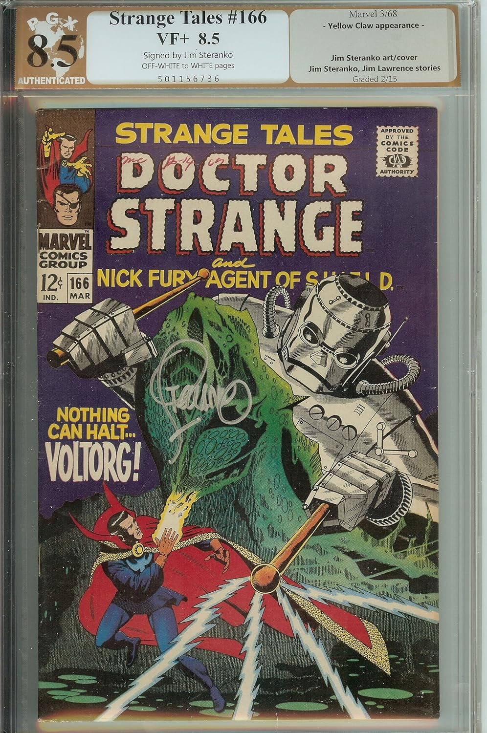 Strange Tales #166 PGX 8.5 not CGC Signed Steranko