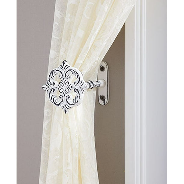 Embossed White Metal Vintage Door Knob Curtain Tie Back Com Metal Vintage Door Knob Curtain Tie, Door Knob Curtain Tie Back