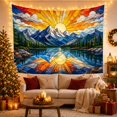 thumbnail image 3 of Mountain Lake Landscape Stained Glass Wall Art, Serene Fantasy Style for Nature Lovers, Scenic Home Decor, Housewarming Gift Tapestry Wall Hanging for Bedroom, Living Room and Dorm, 3 of 7