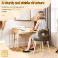 thumbnail image 3 of Happydeer Vanity Chair Dressing Chair, Bow-knot Backrest, Armless, No Wheels Upholstered Chair, Vanity Stool Dressing Stool Makeup Chair with non-slip Feet Pads, Olive Green, 3 of 9