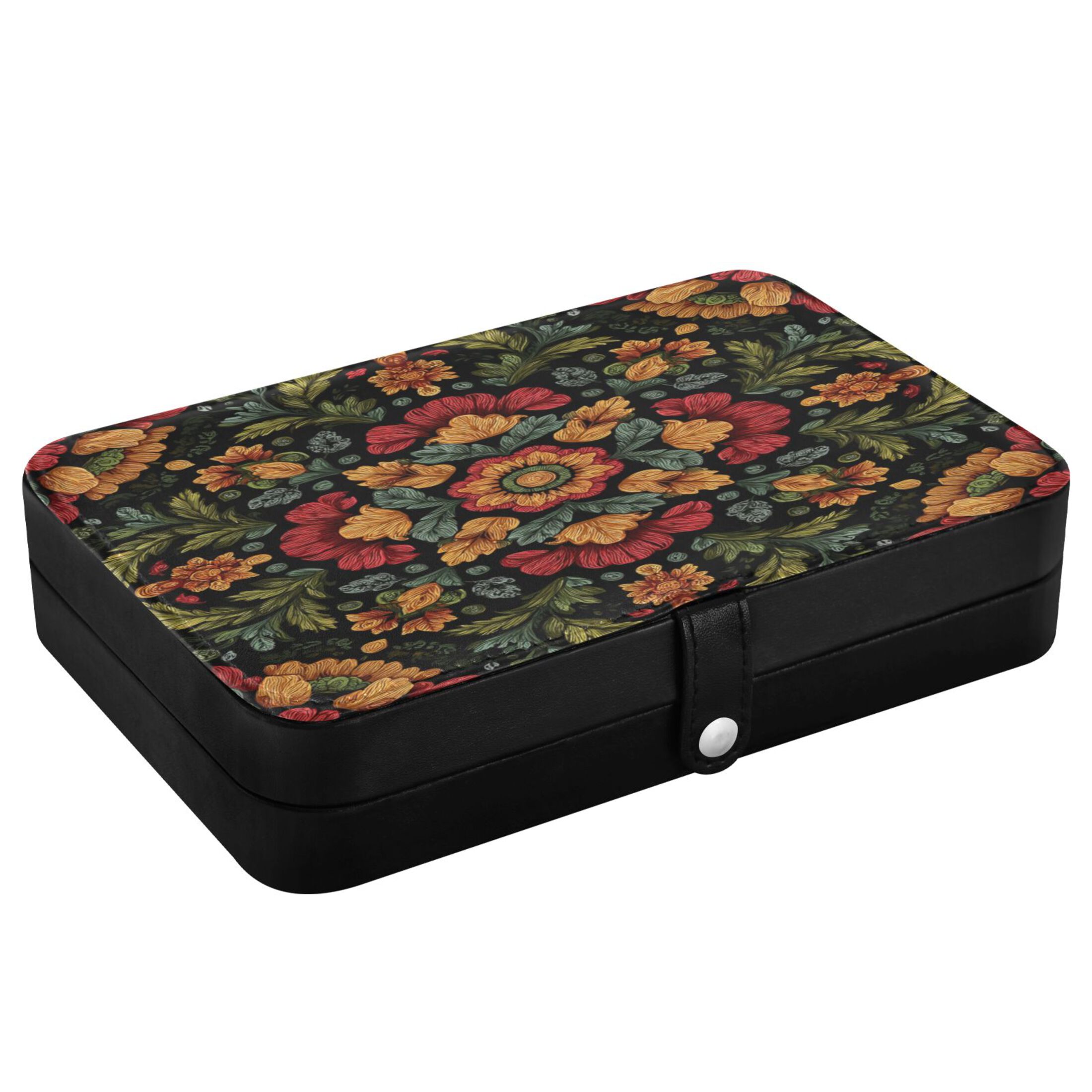 Leather Jewelry Box Rectangular 8.27x5.5x1.78In Travel Jewelry Storage Earrings Necklace Bracelet Watch Brooch Storage Beautiful Pattern