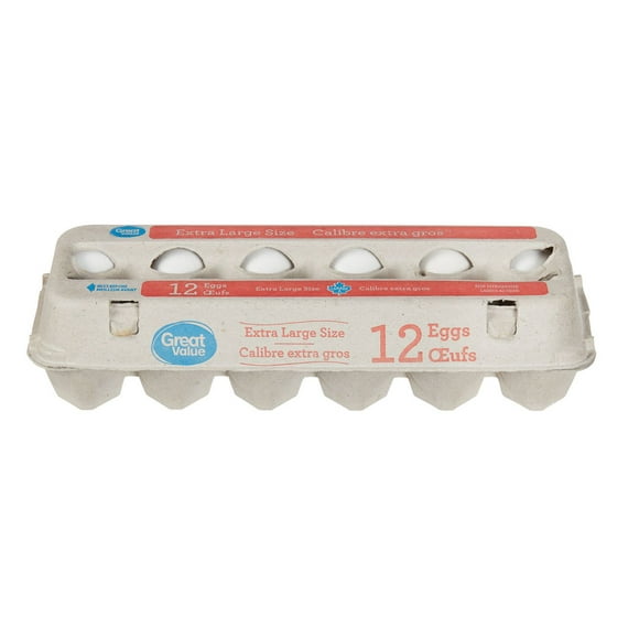 Great Value XL White Eggs, 12 Count