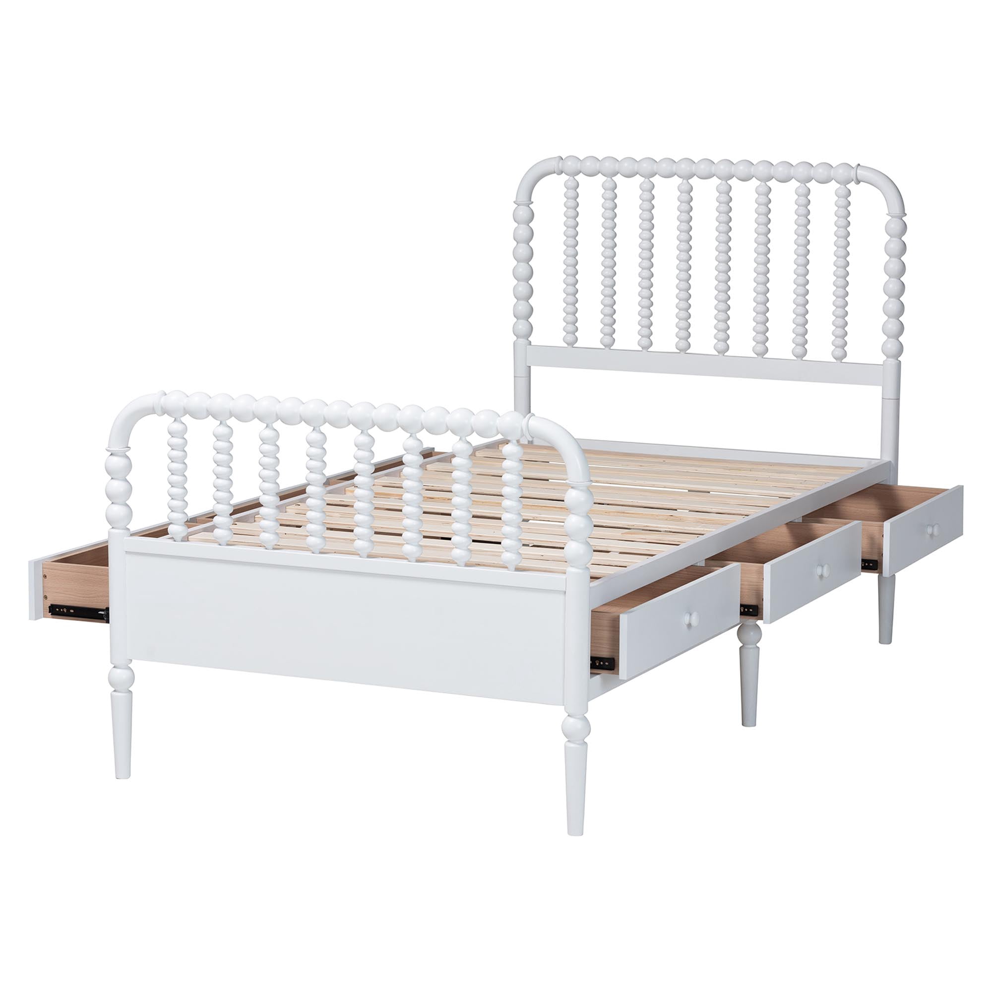 Baxton Studio Lucera Mid-Century Modern Platform Bed, Twin, White