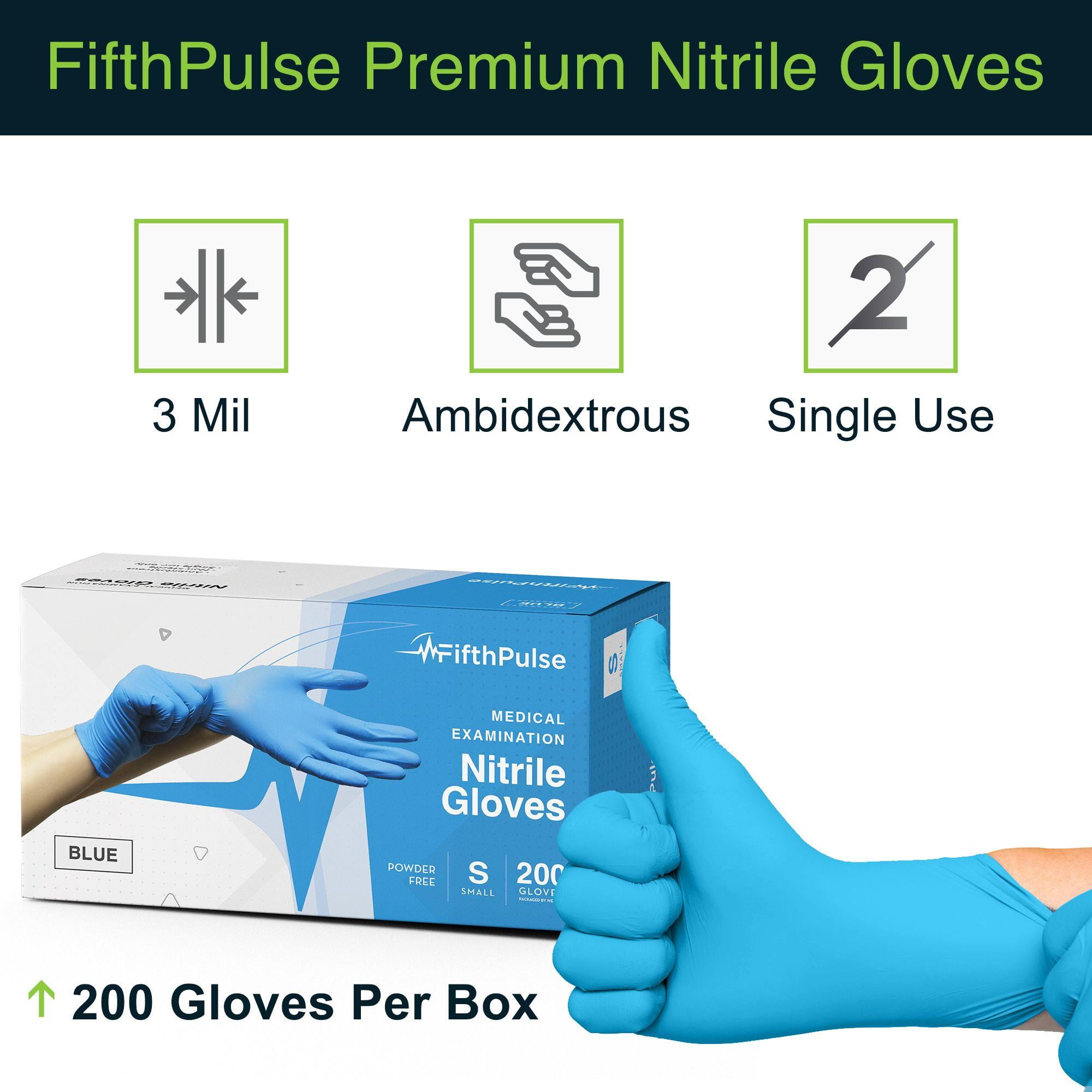 Fifth Pulse Disposable Nitrile Gloves L [200] Latex & Powder Free Gloves - Blue