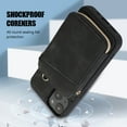 thumbnail image 4 of Crossbody Wallet Case for iPhone 14 Plus, Zipper Pocket Case with Card Holder, PU Leather Protective Cover Case with Kickstand Detachable Wrist Strap Lanyard for 6.7", Black, 4 of 8