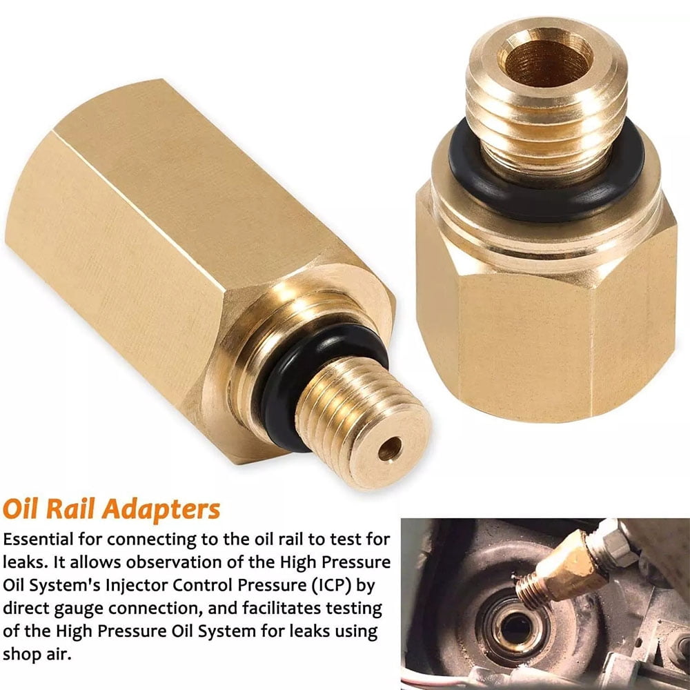 3PC Oil Rail Adapter Leak Pump IPR Valve Air Test Fitting Tool Kit Fit Ford 6.0L