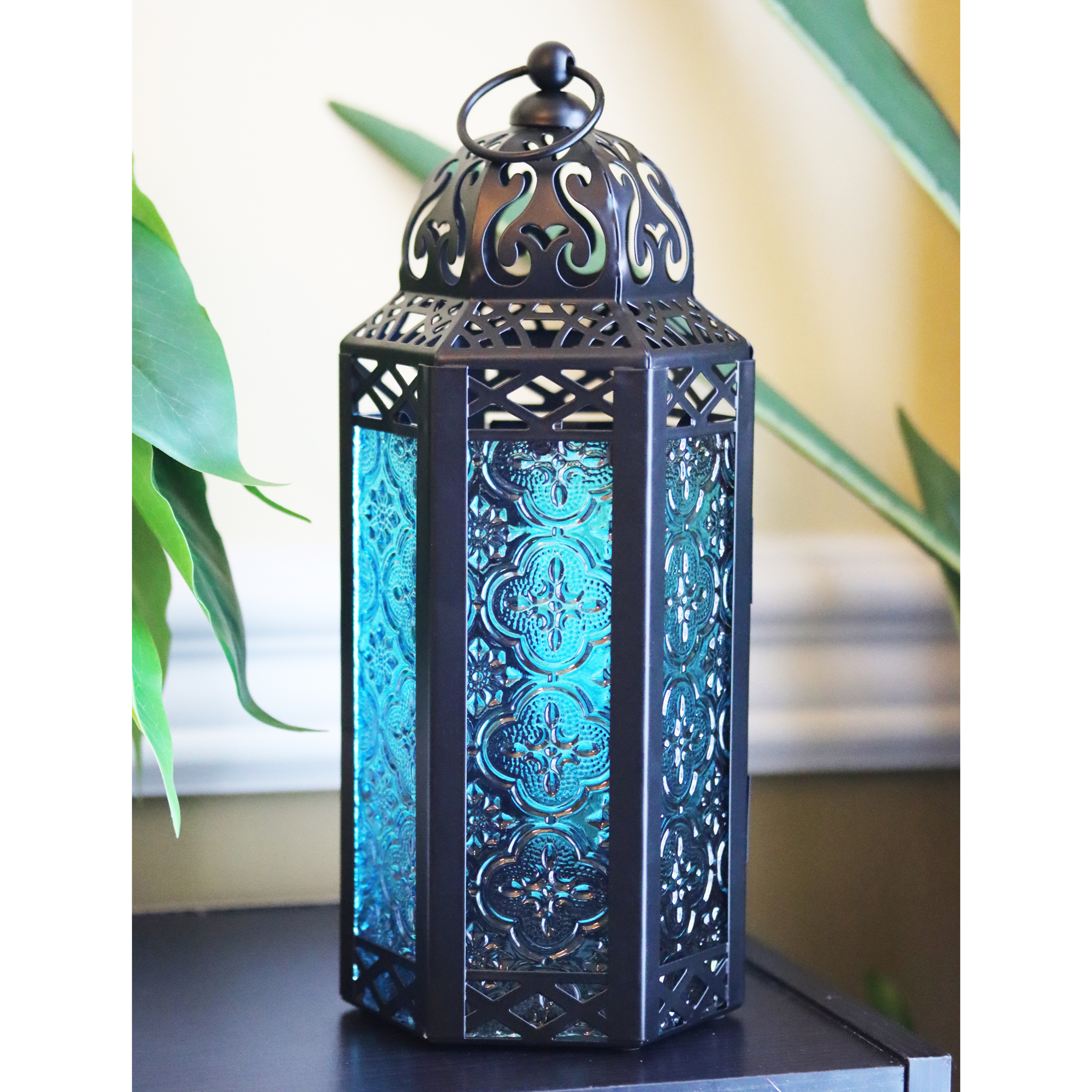 Moroccan Metal Candle Lantern Holder with LED Fairy String