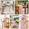 thumbnail image 6 of 90x300CM Cheese Cloth Tablecloth Light Pink Bohemian Gauze Tablecloth Long Retro Transparent Tablecloth, 6 of 6