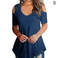 thumbnail image 1 of Blusa suelta de manga corta con camiseta sexy para niña con hombros descubiertos, azul, S Eigraketly AP001291-21, 1 of 5