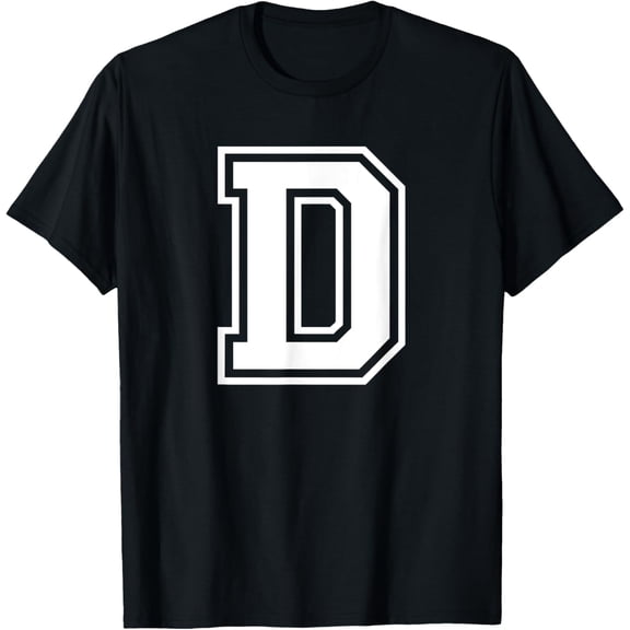 t-shirt Letter D Name Initial Varsity Alphabet Monogram T-Shirt mens，black，women，funny，journey，Crew Neck, Short Sleeve,custom clothing patterns.gift