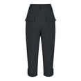 thumbnail image 7 of XAOFW Capri Pants For Women Casual Solid Color Straight Leg Cargo Pants With Button Front For Summer Comfort And Daily Wear Breathable Bottom L, 7 of 7