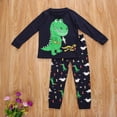 thumbnail image 1 of T-shirt à Manches Longues + Pantalon pour Petit Garçon, Pyjama de Printemps à Col Rond Classique avec Imprimé Dinosaure, 1 of 5