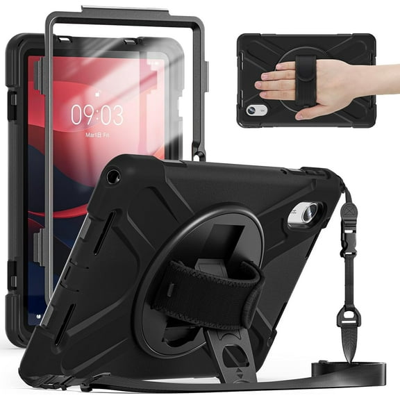 ZenRich Carrying Case for Lenovo Tab M11/K11 LTE 11-inch 2024(TB-330FU/330XU),Heavy Duty Rugged Full-Body Protective Case with Screen Protector/360 Rotating Stand/Hand Strap/Shoulder Belt