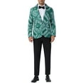 thumbnail image 2 of INSPIRE CHIC Floral Blazer for Men's Formal Notch Lapel One Button Retro Flower Sports Coat L Dark Green, 2 of 6