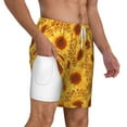 thumbnail image 3 of Picia Vintage Leopard Print Sunflower pattern Mens Swim Trunks with Compression Liner Stretch Beach Shorts Quick Dry with Zipper Pockets No-Chafing Board Shorts-X-Large, 3 of 9
