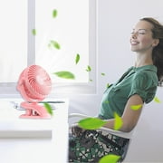 JeashCHAT Clip-on Fan , Small Desk Fan, Personal Cooling Fan with Sturdy Clamp, 3 Speeds 720 Degree Rotation USB Plug in Quiet Little Fan for Bedroom Office Dorm (Pink)