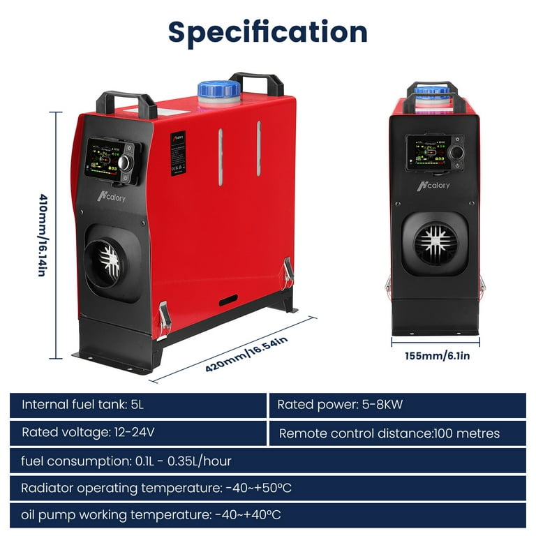 HCALORY Diesel Air Heater, 12V 5KW-8KW Parking Heater with LCD