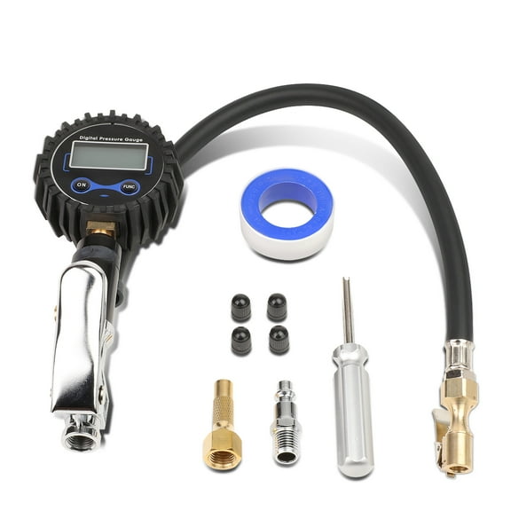 DNA Motoring TOOLS-00084 DNA MOTORING 18 in. Flexible Quick Release Hose LED Digital Air Pressure Gauge Screwdriver Tool Set