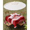 thumbnail image 3 of Outdoor Tablecloth with Umbrella Hole, Red Striped Spillproof Waterproof Outdoor Table Cover, Modern Gradient Geometric Ripple Stripes Patio Tablecloths for Party/Garden/Picnic, Square 54"x54", 3 of 9