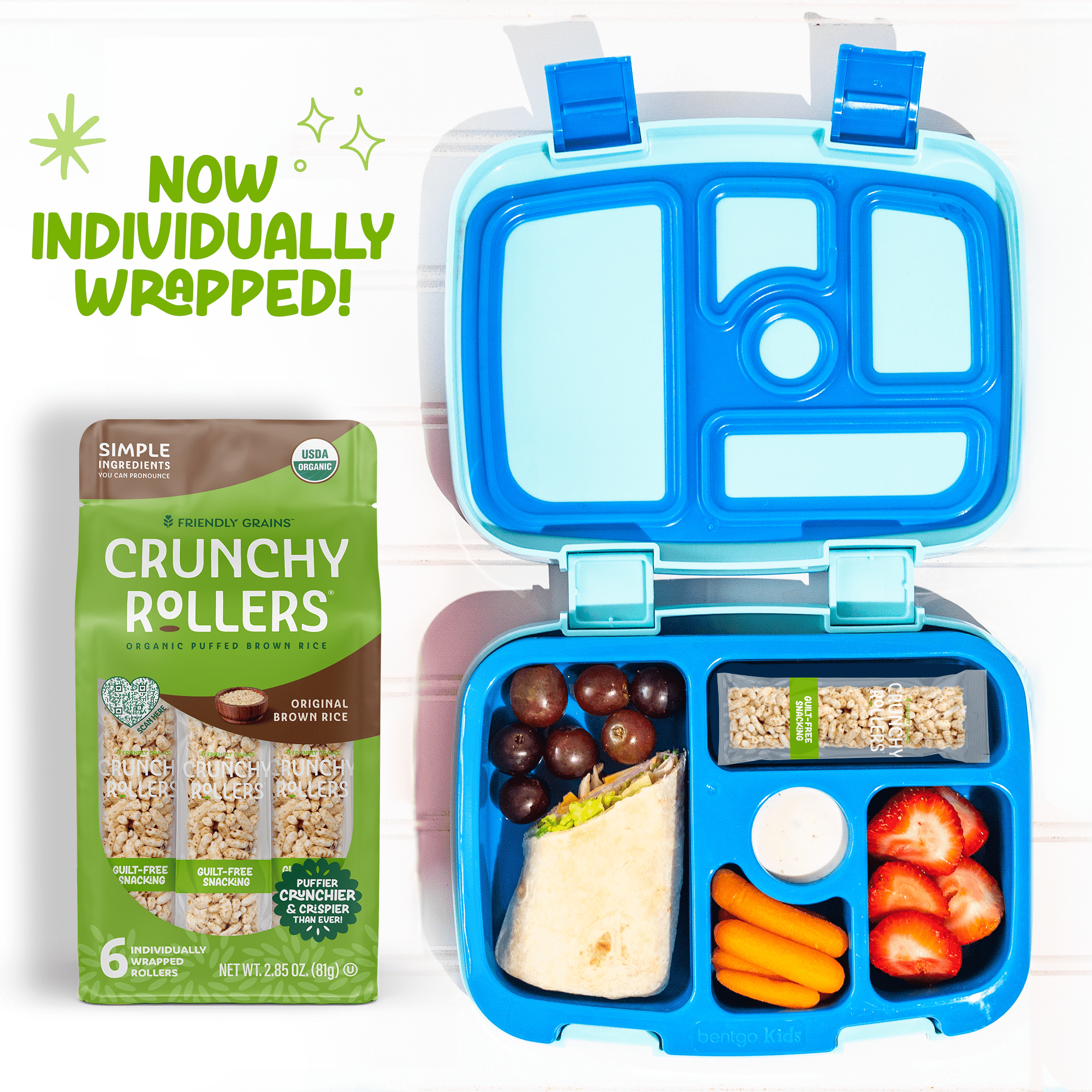 Friendly Grains Crunchy Rollers Original Brown Rice Allergen-Free Gluten-Free 9 Pack 2.85 oz