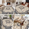 thumbnail image 6 of Vintage Flowers Pattern Washable Area Rug 5 x 8 ft Retro Blue Classical Bohemian Style , Soft Non Slip Rugs Stain Repellent Indoor Felt Carpet for Living Dining Room Bedroom Home Office, 6 of 9