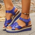 thumbnail image 2 of Dakaela Fashion Summer Sandals for Women Orthopedic Wedge Platform Walking Shoes Arch Support Beach Dressy Slip on Espadrille Blue 6, 2 of 8