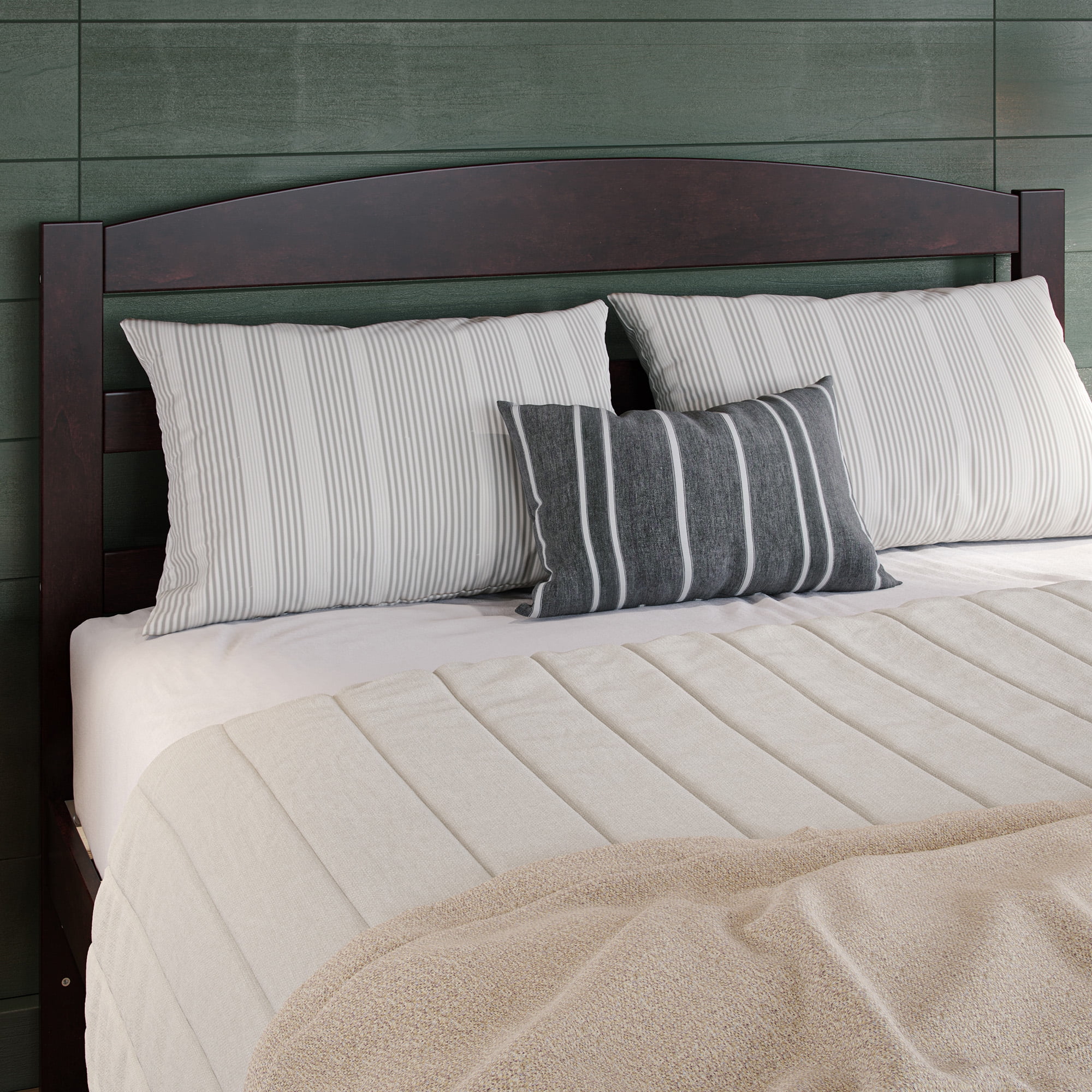 AFI Warren Arched Slatted Wood Headboard with 2 USB Ports, Full, Espresso