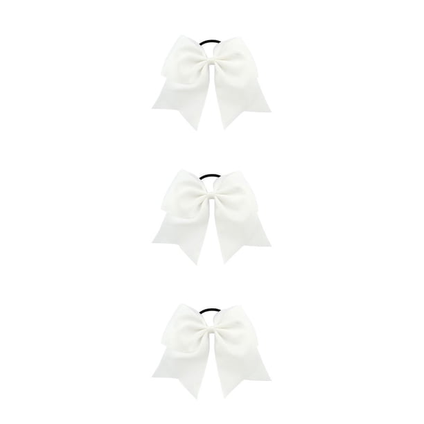 Minnieouse Banda para el cabello grande Bowknot Elástico Adornos de goma Ajustable Snag Free Ponytail Holder Bobbles Seamless Scrunchies White Type1 NO1