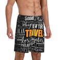 thumbnail image 2 of Kdxio Travel Print Mens Sleep Shorts Bottoms Soft Comfy Pajama Wear Pants with Drawstring Pockets, 2 of 7