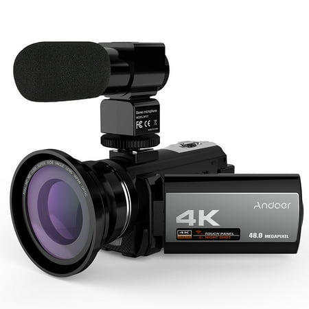 Samsung Infrared Touch Overlay Andoer Portable 4K 48MP WiFi Digital Video Camera Camcorder with External Microphone and 0.39X Wide Angle Lens 3.0 Inch Touch Screen IR Infrared Night-shot 16X ()